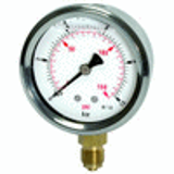 Glycerine-filled pressure gauges, connection on bottom