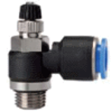 Unidirectional flow control valves, parallel thread, swivel type, incoming air restriction