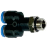 Male branch Y-fittings, swivel type, parallel male thread with O-ring