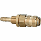 Quick disconnect couplings DN 5, brass with a bare metal surface, with bulkhead fitting and hose stem
