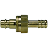 Stems and plugs for couplings DN 7.2 - DN 7.8 with an integrated backflow damper, brass with a bare metal surface